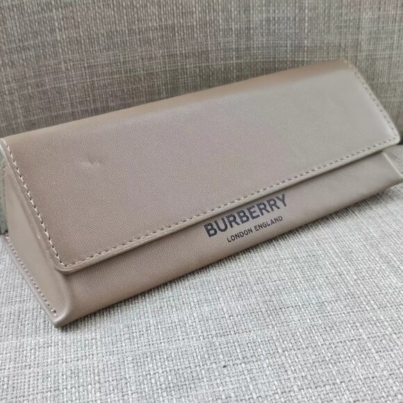 Burberry Other - Burberry London England Glasses Case Semi Hard Case Brown Leather Triangle Case